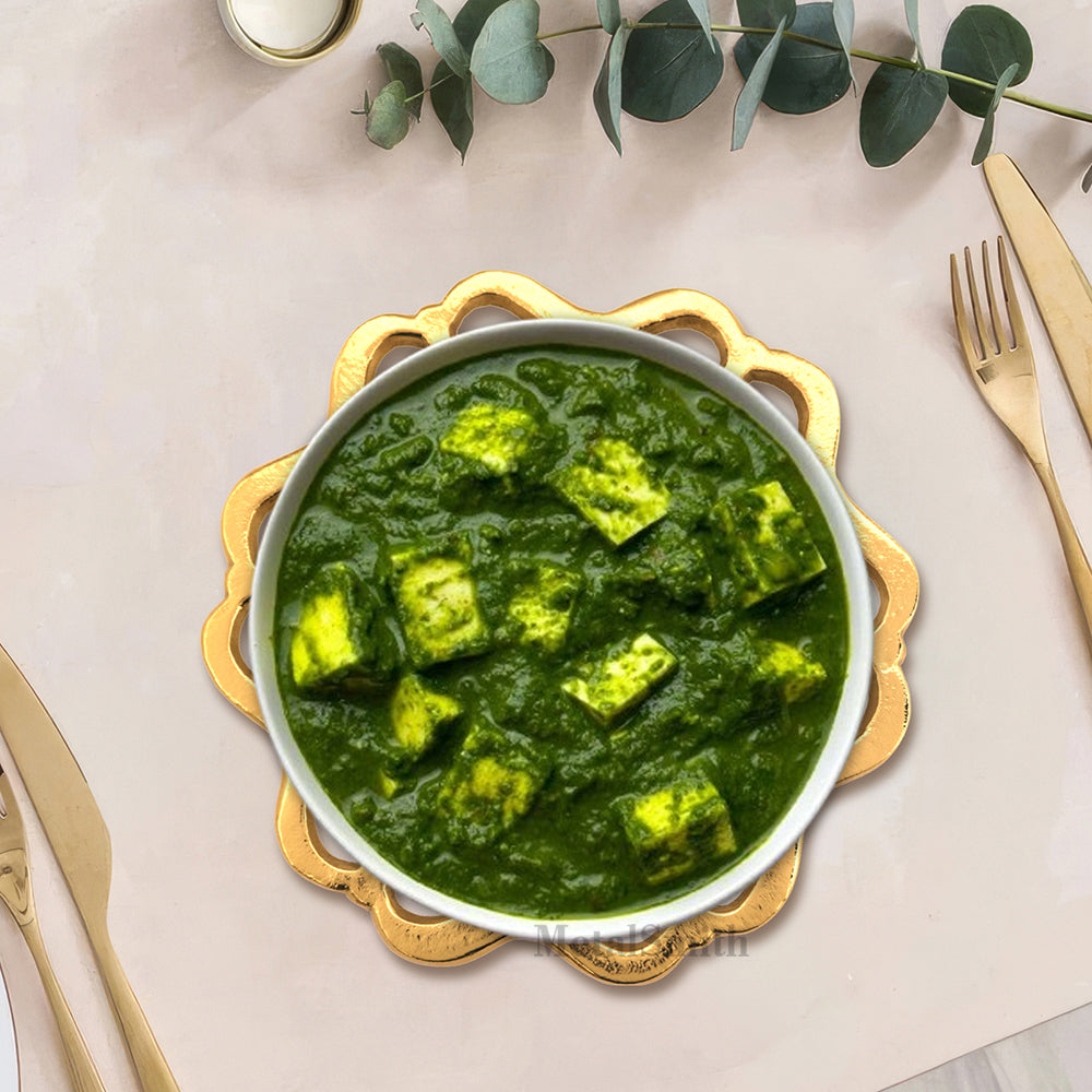 Metal Round Non-Slip Dining Place Gold Finish Trivet For Kitchen ( Pack of 1 )