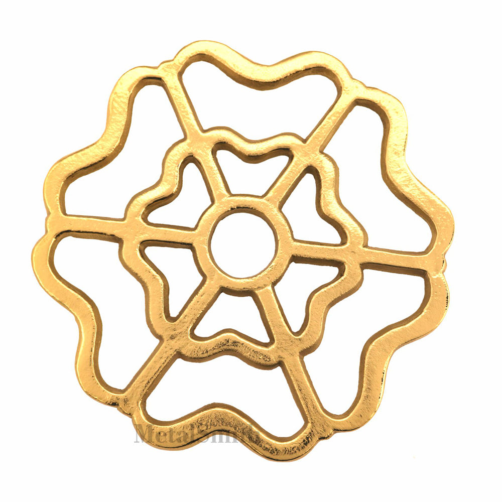 Metal Round Non-Slip Dining Place Gold Finish Trivet For Kitchen ( Pack of 1 )