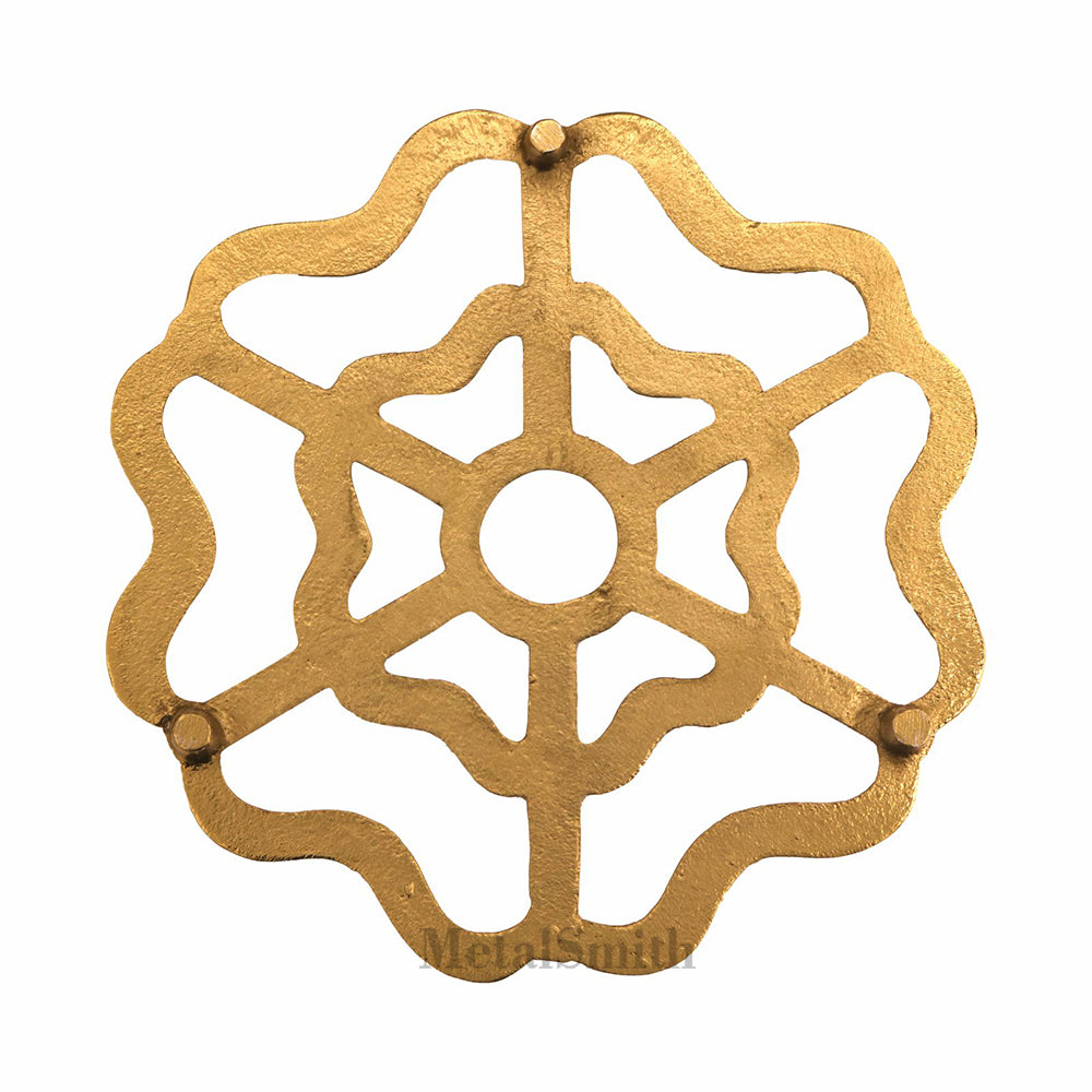 Metal Round Non-Slip Dining Place Gold Finish Trivet For Kitchen ( Pack of 1 )