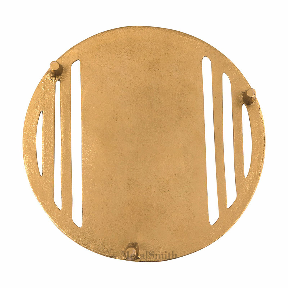 Metal Round Non-Slip Dining Place Gold Finish Trivet For Kitchen ( Pack of 1 )