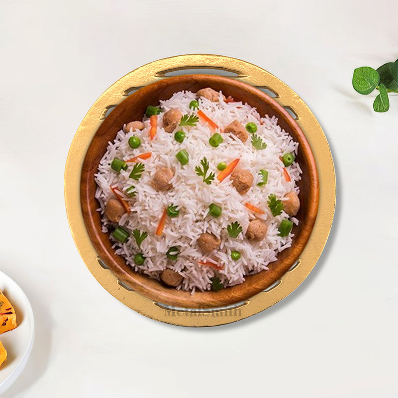 Metal Round Non-Slip Dining Place Gold Finish Trivet For Kitchen ( Pack of 1 )