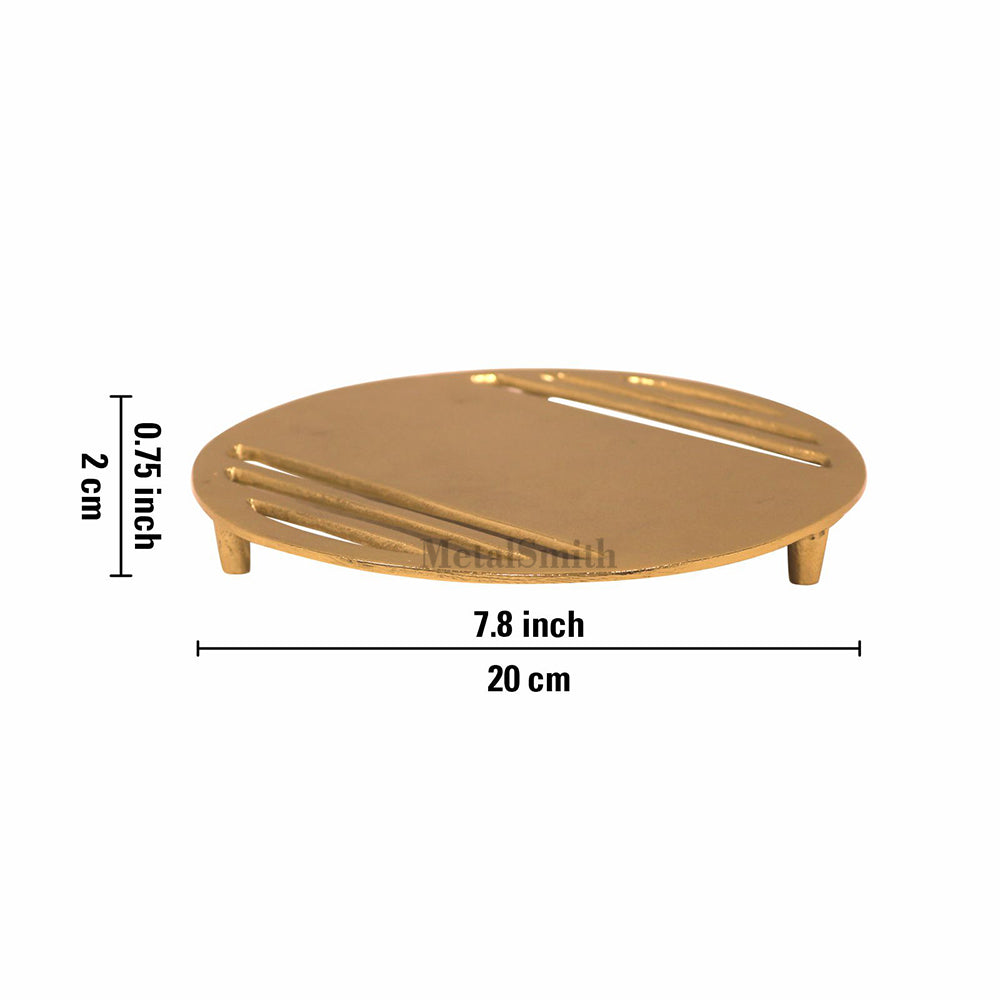Metal Round Non-Slip Dining Place Gold Finish Trivet For Kitchen ( Pack of 1 )