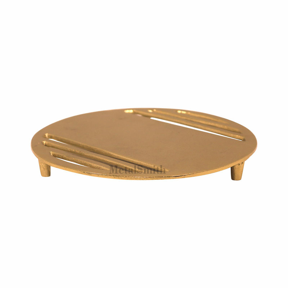 Metal Round Non-Slip Dining Place Gold Finish Trivet For Kitchen ( Pack of 1 )