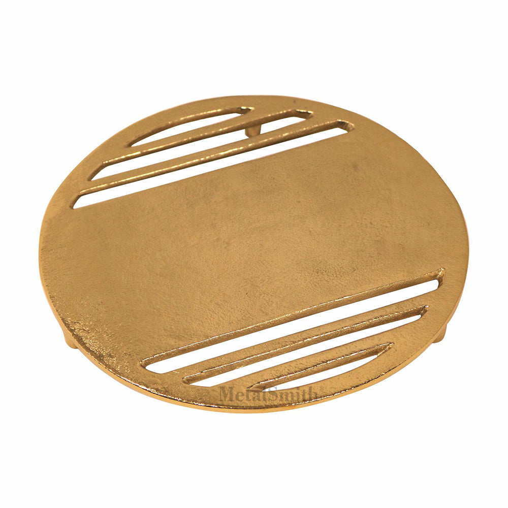 Metal Round Non-Slip Dining Place Gold Finish Trivet For Kitchen ( Pack of 1 )