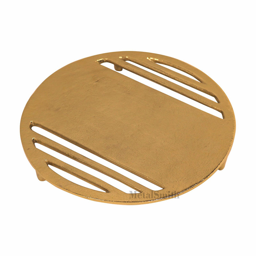 Metal Round Non-Slip Dining Place Gold Finish Trivet For Kitchen ( Pack of 1 )