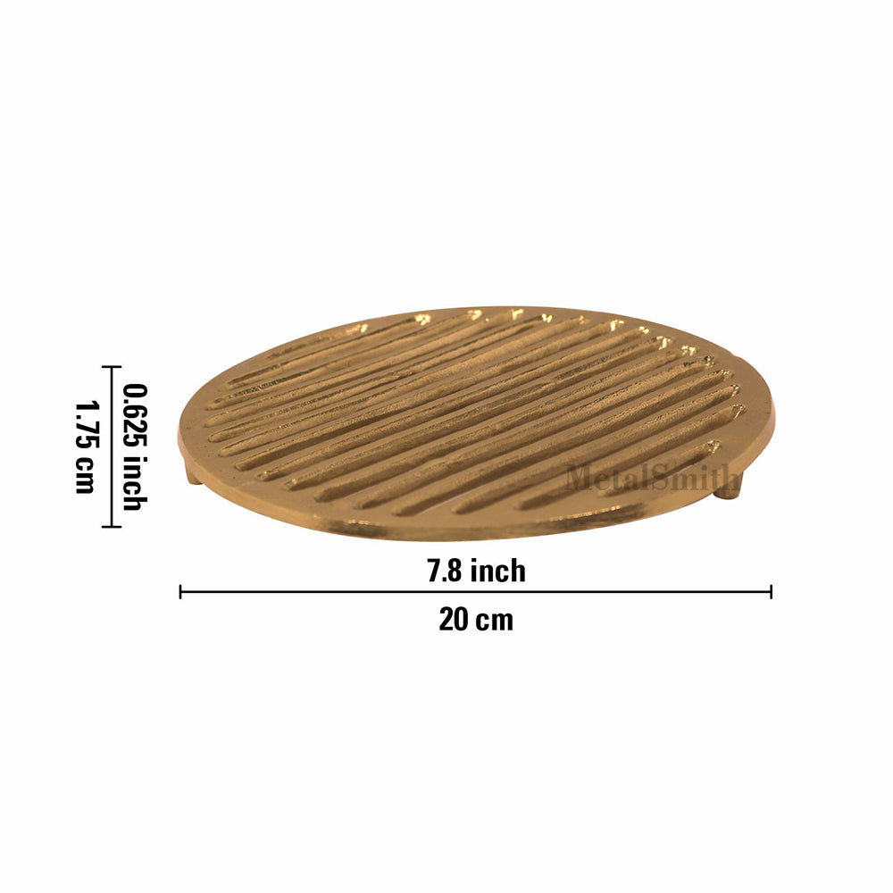 Metal Round Non-Slip Dining Place Gold Finish Trivet For Kitchen ( Pack of 1 )