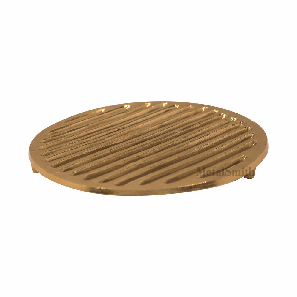 Metal Round Non-Slip Dining Place Gold Finish Trivet For Kitchen ( Pack of 1 )