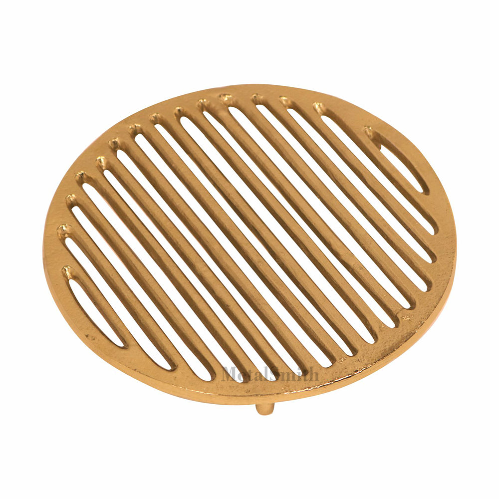 Metal Round Non-Slip Dining Place Gold Finish Trivet For Kitchen ( Pack of 1 )