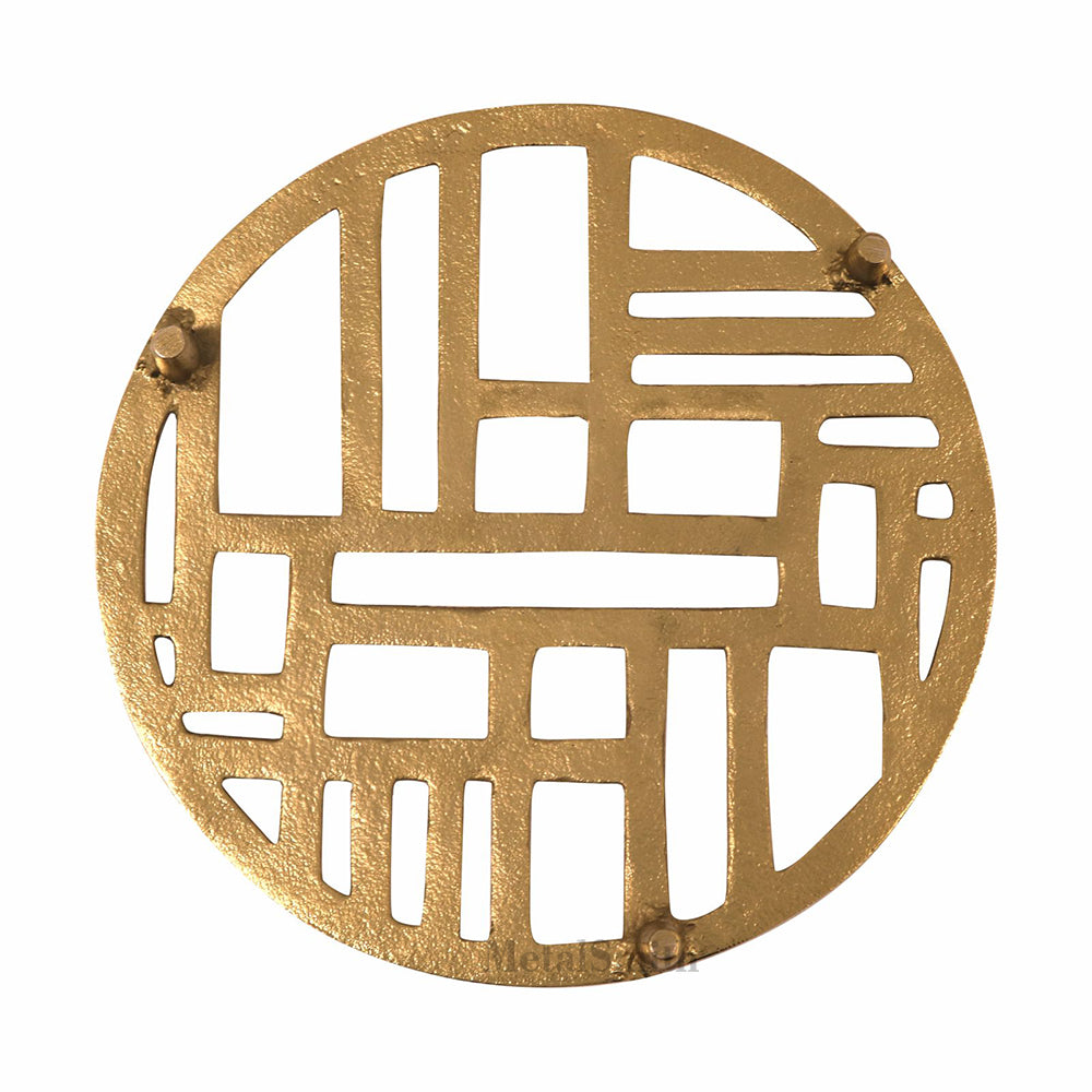 Metal Round Non-Slip Dining Place Gold Finish Trivet For Kitchen ( Pack of 1 )