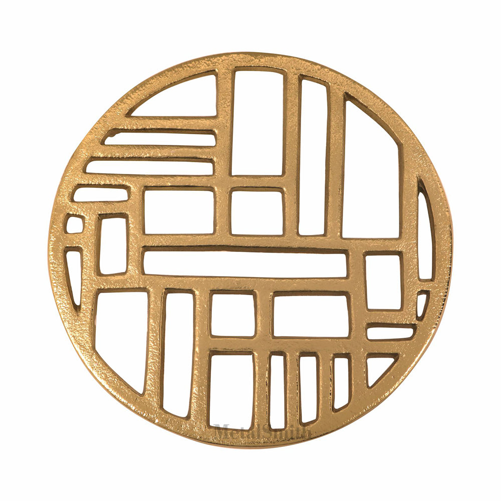 Metal Round Non-Slip Dining Place Gold Finish Trivet For Kitchen ( Pack of 1 )