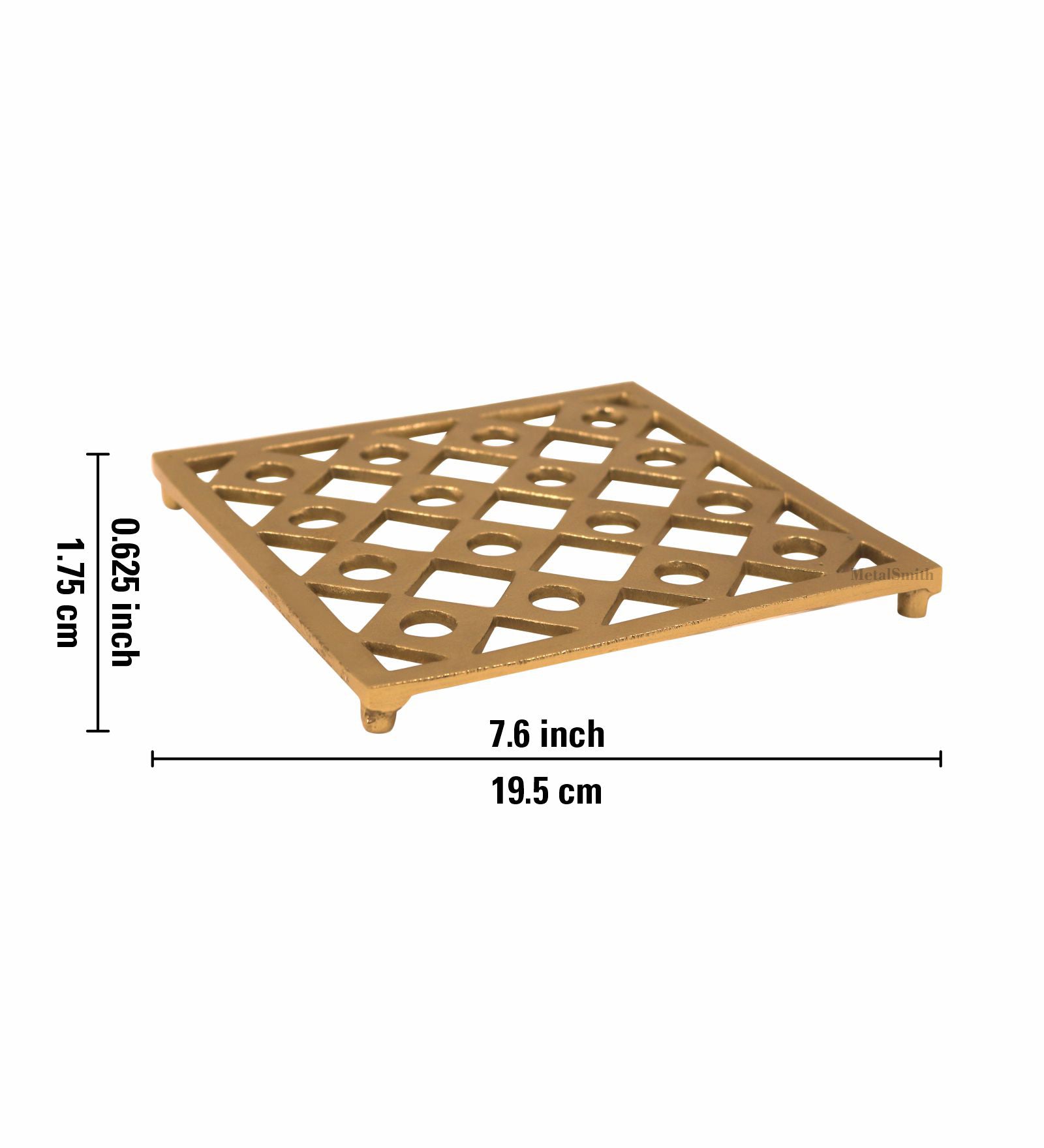 Metal Square Shaped Trivet - Gold