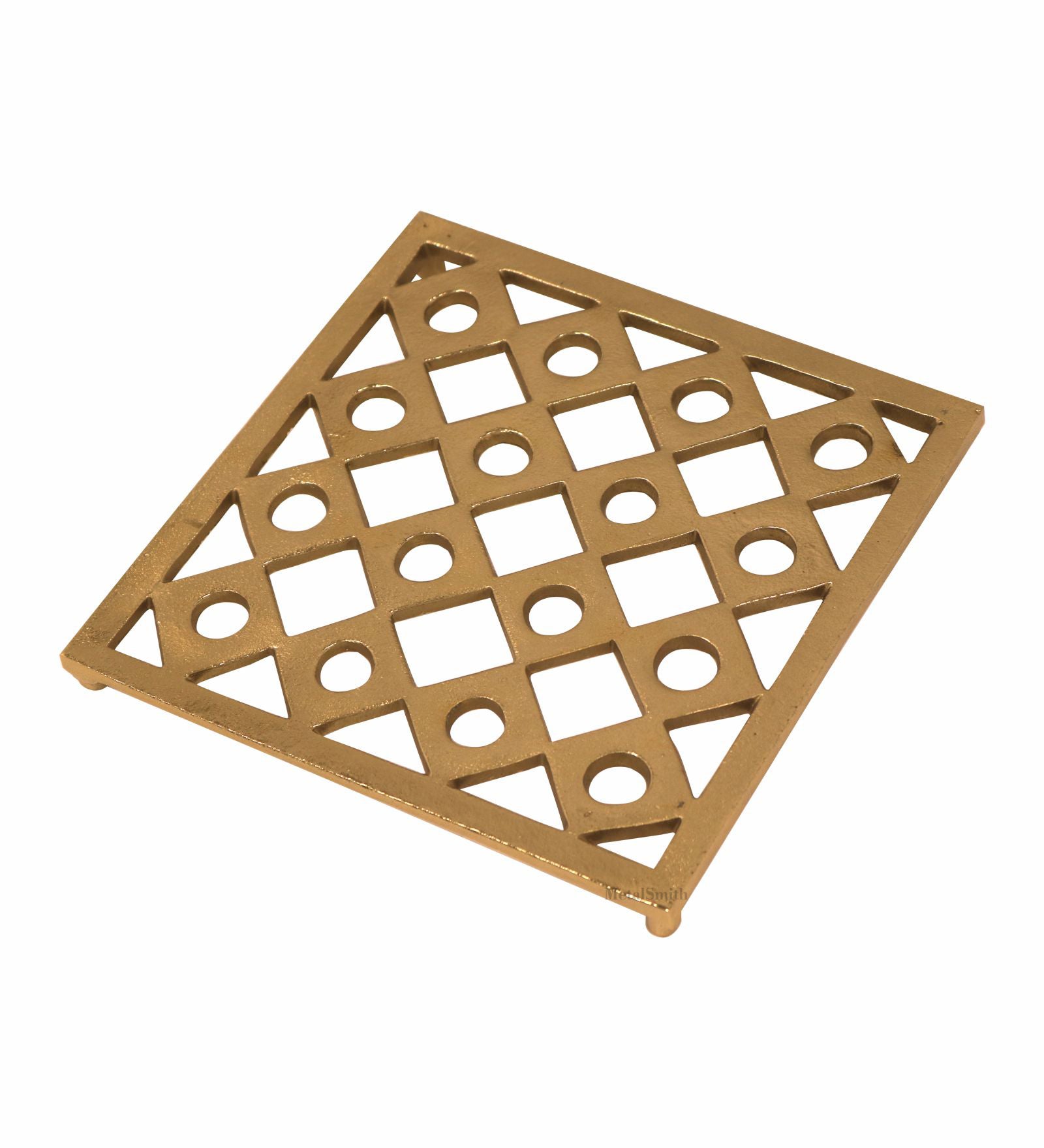 Metal Square Shaped Trivet - Gold