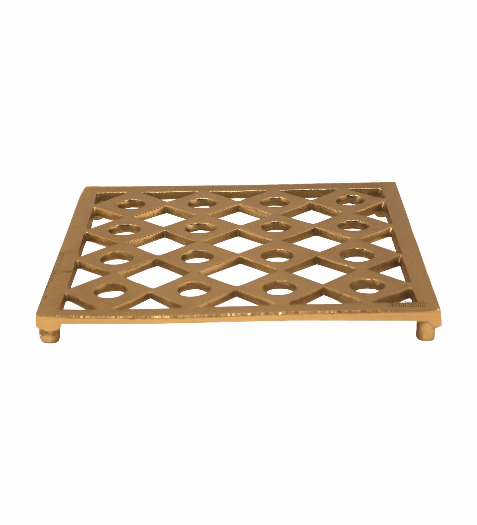 Metal Square Shaped Trivet - Gold