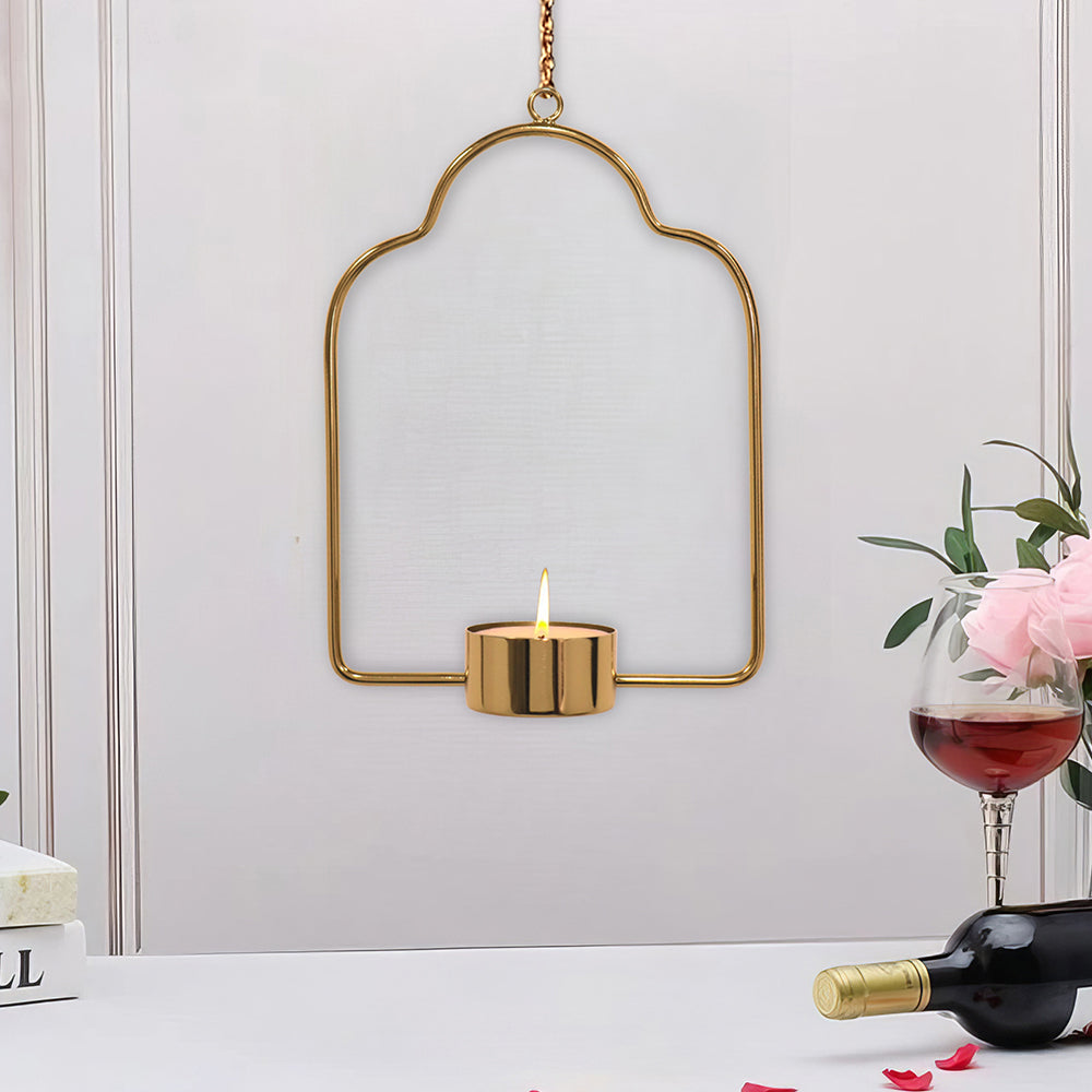 Metalsmith Tea Light Holder Iron Decorative Tealight Holder (Gold, Pack of 1)