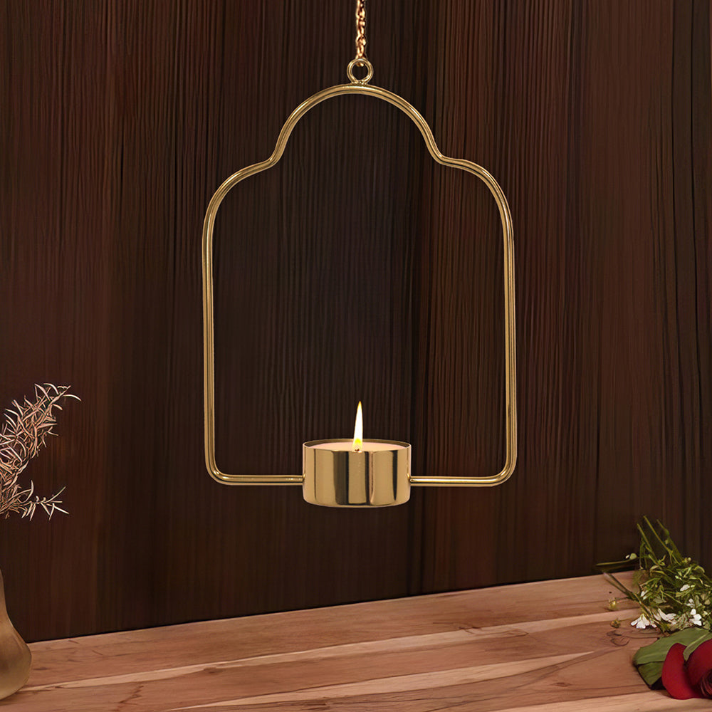 Metalsmith Tea Light Holder Iron Decorative Tealight Holder (Gold, Pack of 1)