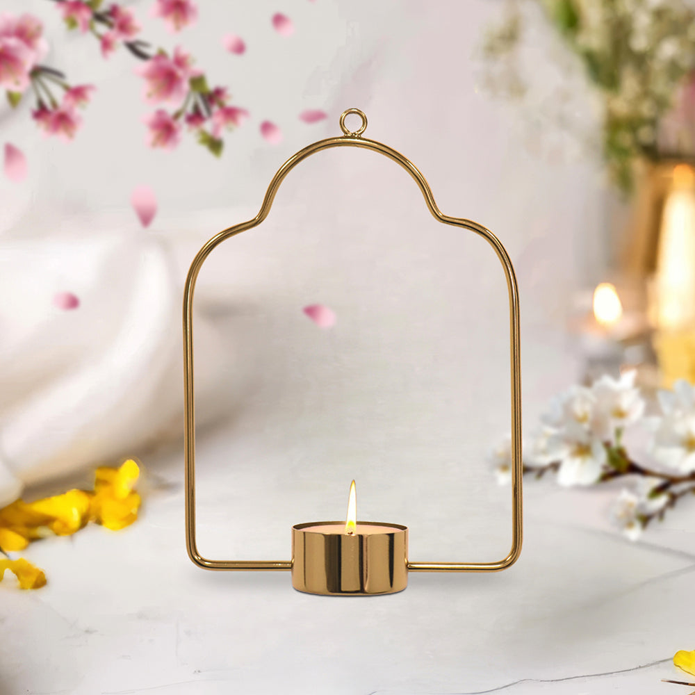 Metalsmith Tea Light Holder Iron Decorative Tealight Holder (Gold, Pack of 1)