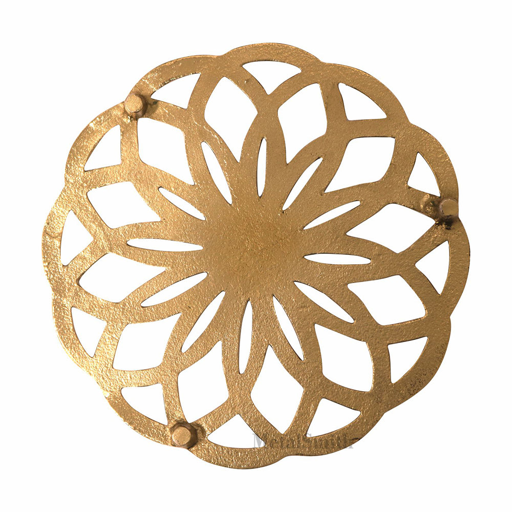 Metal Round Non-Slip Dining Place Gold Finish Trivet For Kitchen ( Pack of 1 )