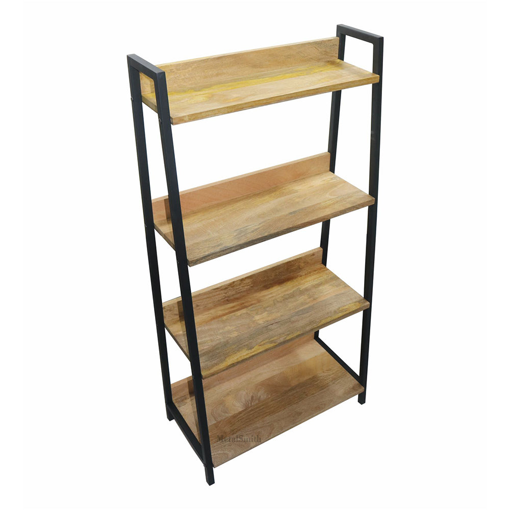 Elegant Modern Design Wooden Shelf , Multipurpose, Wall Corner Table, Iron, Wooden Wall Shelf (Number of Shelves - 4, Black)