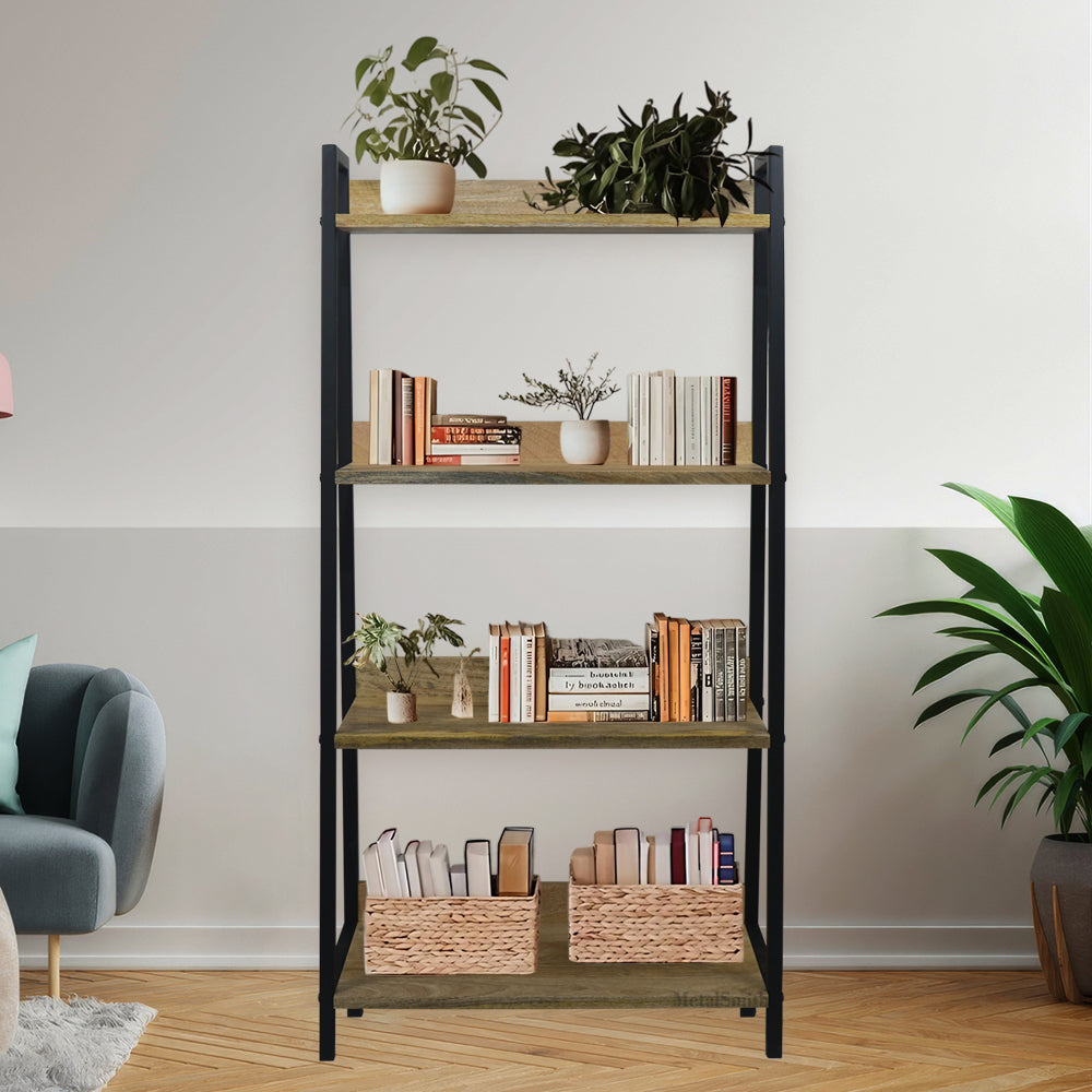 Elegant Modern Design Wooden Shelf , Multipurpose, Wall Corner Table, Iron, Wooden Wall Shelf (Number of Shelves - 4, Black)