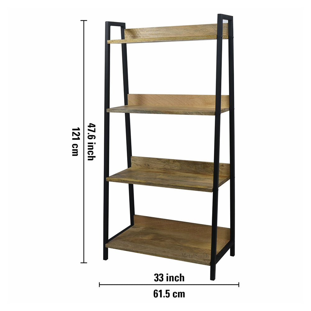 Elegant Modern Design Wooden Shelf , Multipurpose, Wall Corner Table, Iron, Wooden Wall Shelf (Number of Shelves - 4, Black)