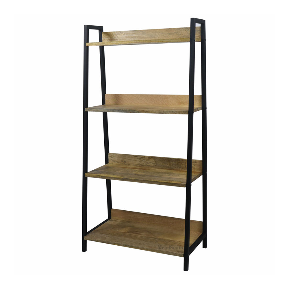 Elegant Modern Design Wooden Shelf , Multipurpose, Wall Corner Table, Iron, Wooden Wall Shelf (Number of Shelves - 4, Black)