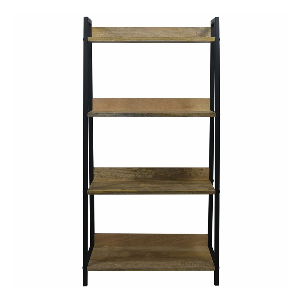 Elegant Modern Design Wooden Shelf , Multipurpose, Wall Corner Table, Iron, Wooden Wall Shelf (Number of Shelves - 4, Black)
