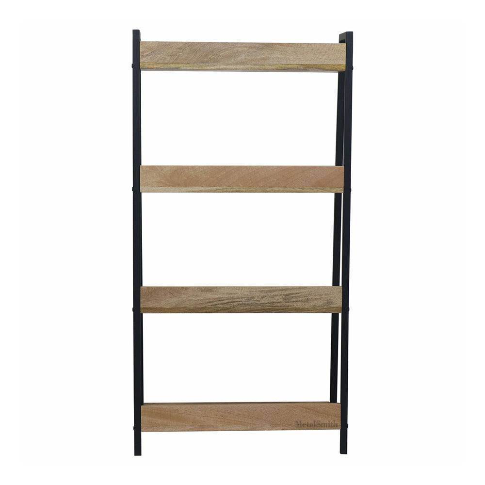 Elegant Modern Design Wooden Shelf , Multipurpose, Wall Corner Table, Iron, Wooden Wall Shelf (Number of Shelves - 4, Black)