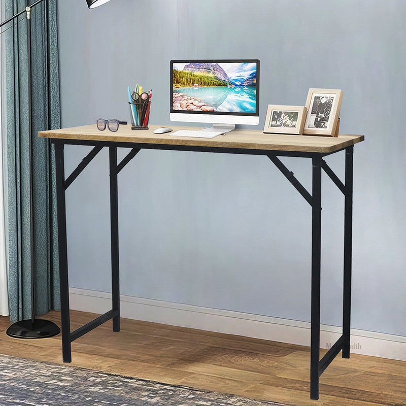 Muse Metal Study Table With Wooden Top - Natural