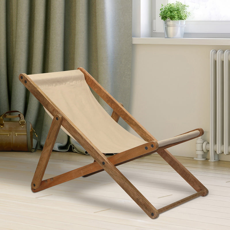The Better Home Recliner Chair for Home Recline |Folding Chair/Camping Chair/Foldable Chair/Garden Chair |Outdoor Chair/Outdoor Furniture / Wooden & Fabric Material (Natural)