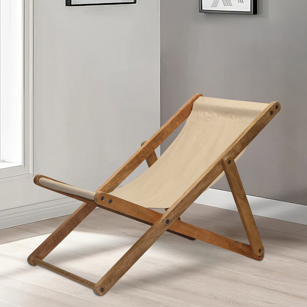 The Better Home Recliner Chair for Home Recline |Folding Chair/Camping Chair/Foldable Chair/Garden Chair |Outdoor Chair/Outdoor Furniture / Wooden & Fabric Material (Natural)