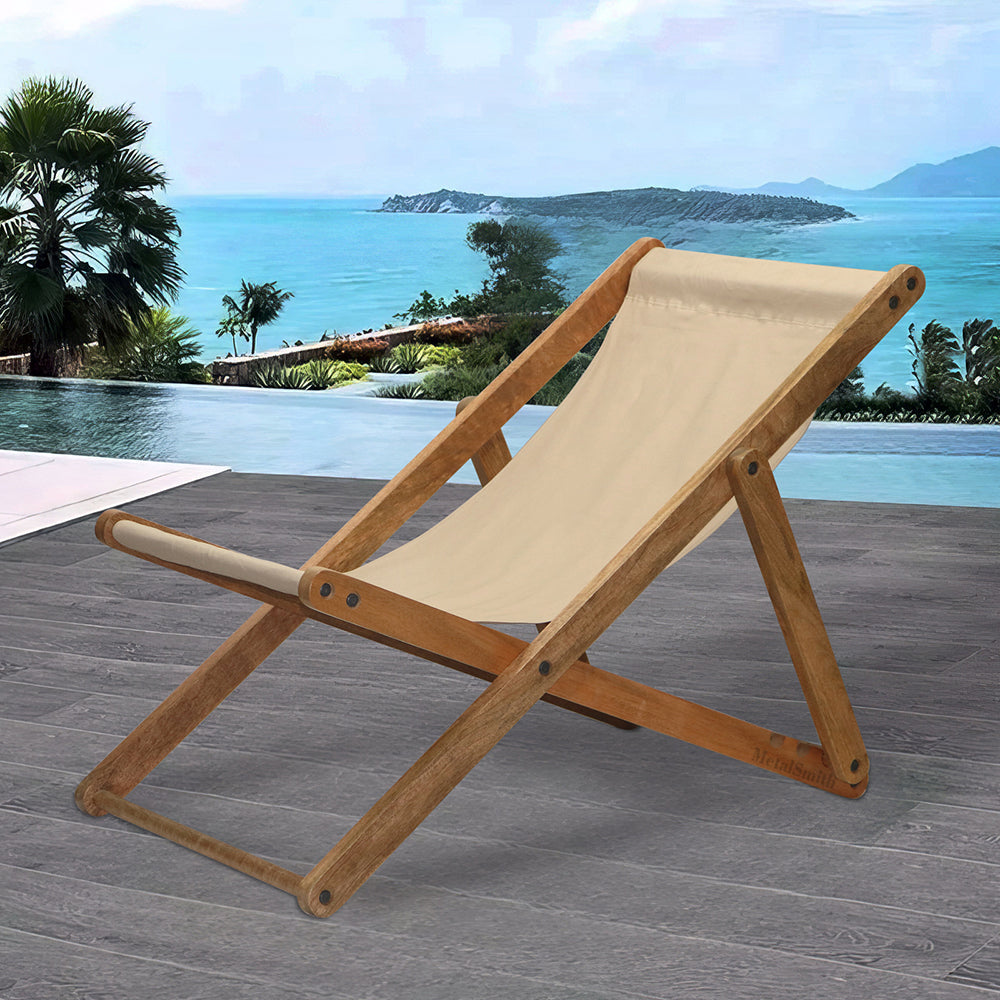 The Better Home Recliner Chair for Home Recline |Folding Chair/Camping Chair/Foldable Chair/Garden Chair |Outdoor Chair/Outdoor Furniture / Wooden & Fabric Material (Natural)