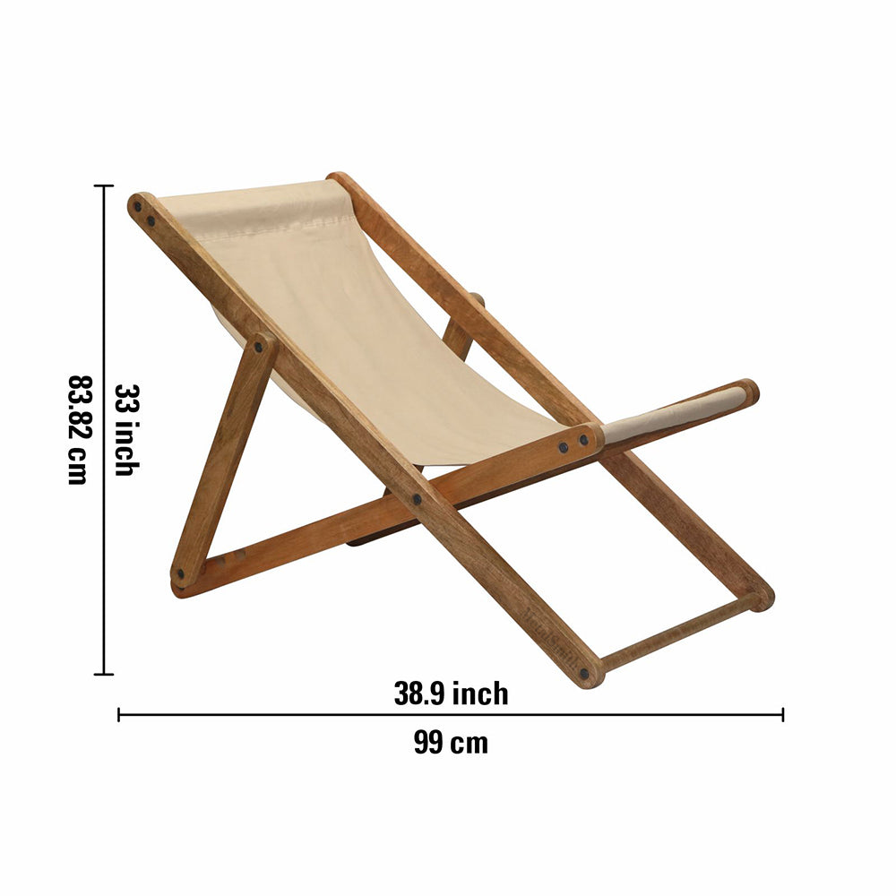 The Better Home Recliner Chair for Home Recline |Folding Chair/Camping Chair/Foldable Chair/Garden Chair |Outdoor Chair/Outdoor Furniture / Wooden & Fabric Material (Natural)