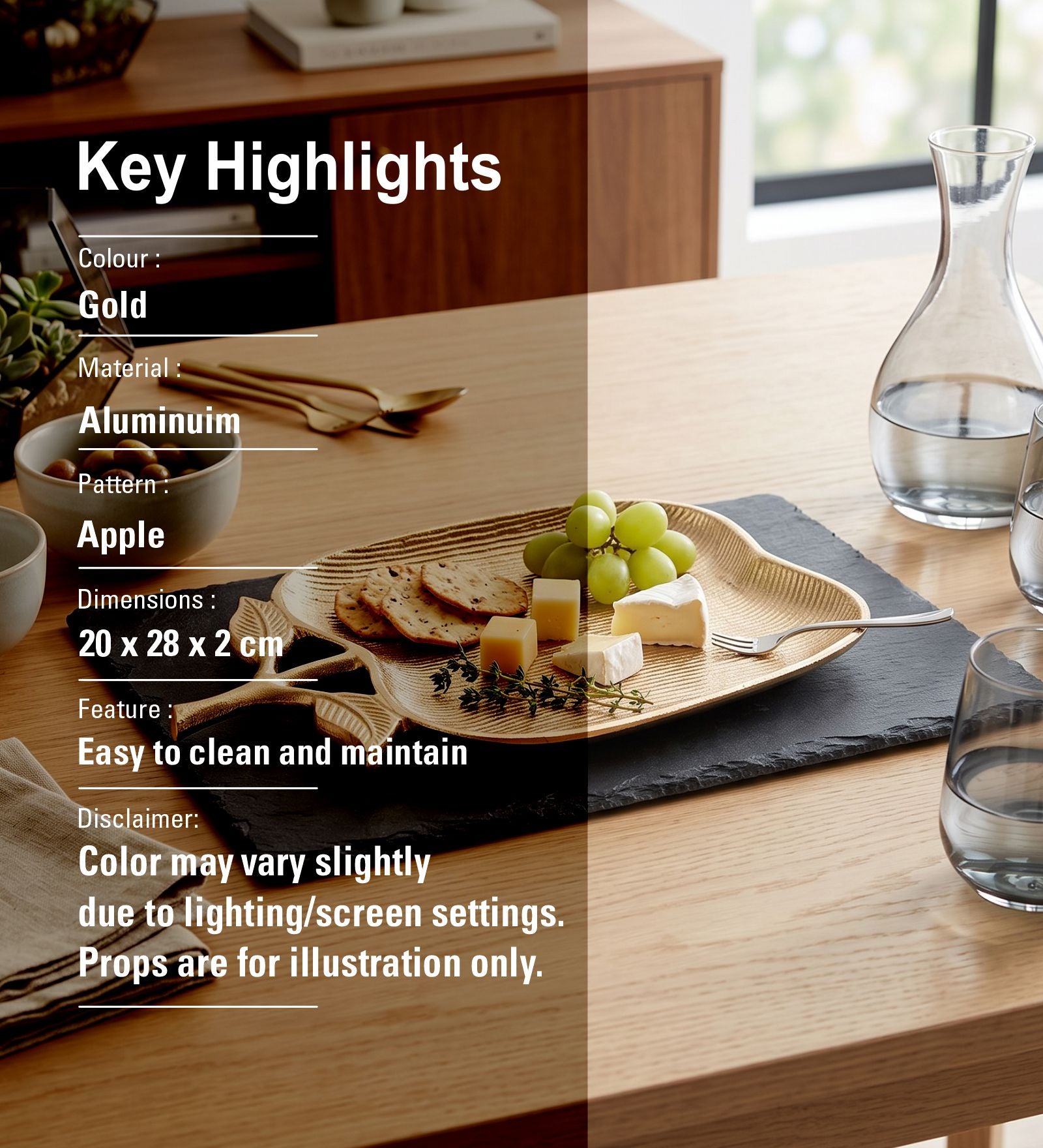 Azure Leaf Metal Serveware - Gold