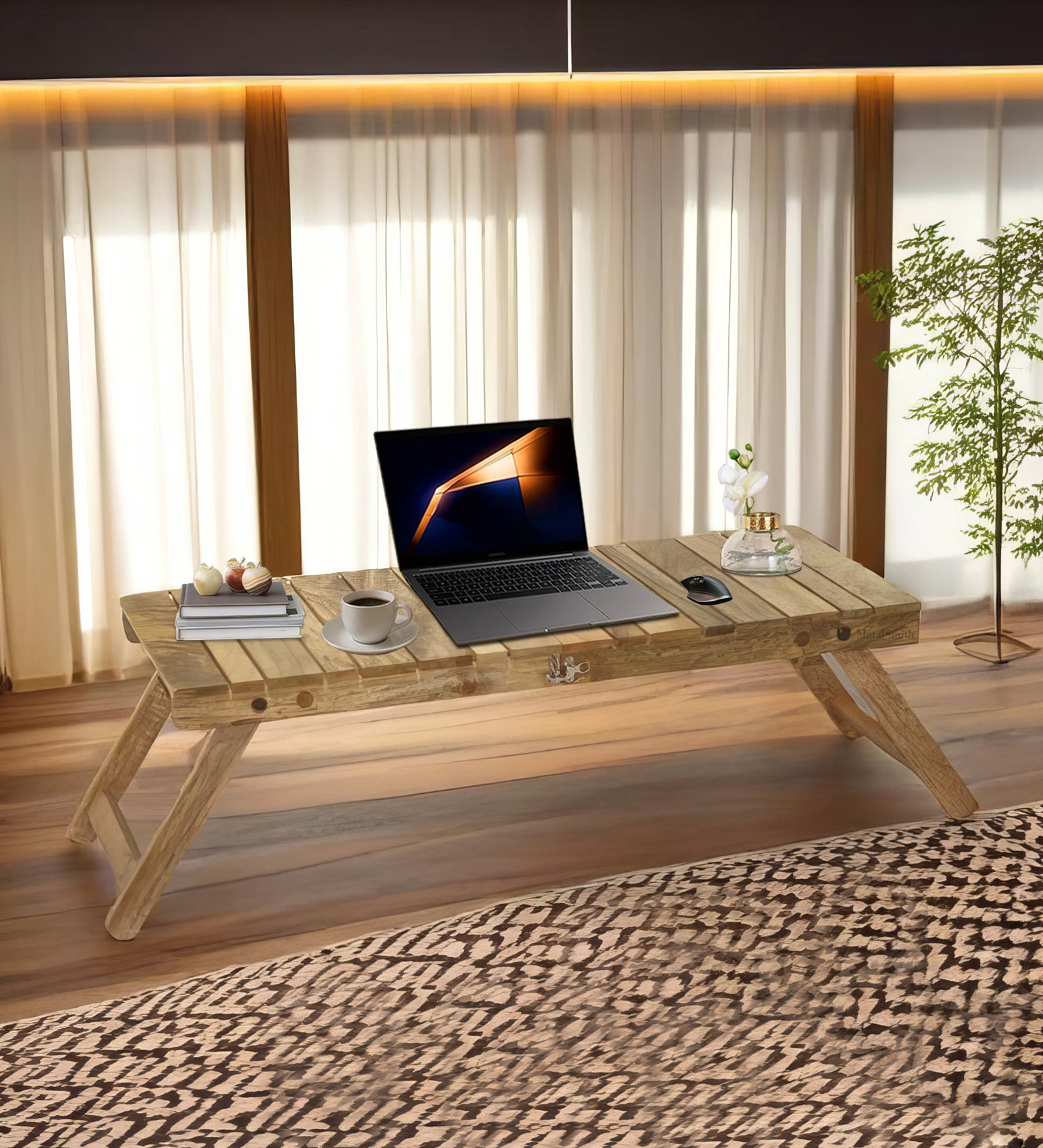 Wooden Decorative Foldable Multipurpose Study Table , Laptop Table For Office , Living Room ( Pre - Assemble )