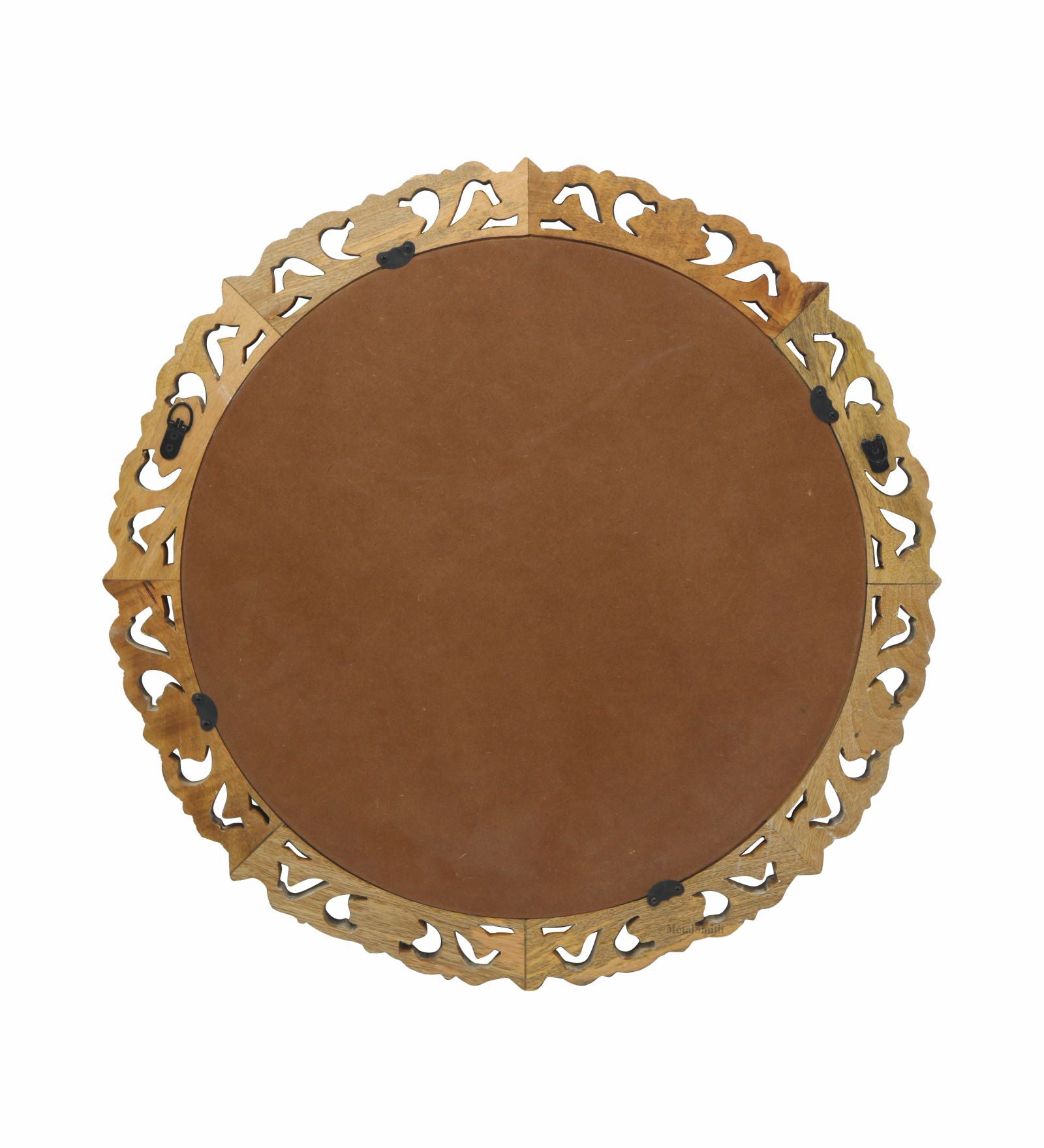 Round Wall Mirror With Wooden Frame - Natural