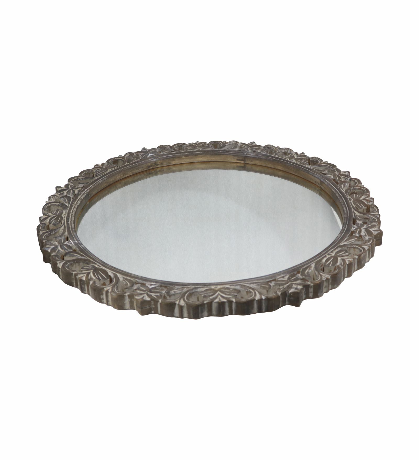 Round Wall Mirror With Wooden Frame - Natural