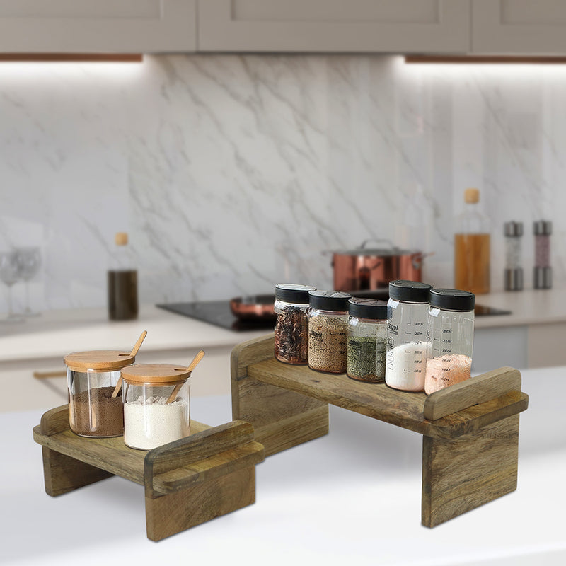 Decorative Kitchen Organizer Rack , Wooden Spice Rack Kitchen Countertop Organizer, Shelf Rack for Kitchen Storage, Wooden Shelf, Oil Stand, Tabletop Rack for Makeup, Office