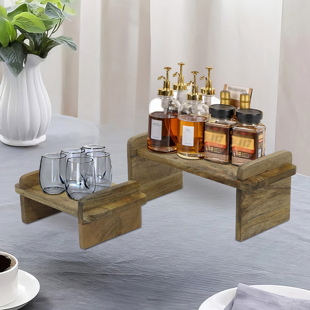 Decorative Kitchen Organizer Rack , Wooden Spice Rack Kitchen Countertop Organizer, Shelf Rack for Kitchen Storage, Wooden Shelf, Oil Stand, Tabletop Rack for Makeup, Office