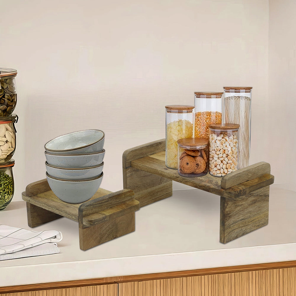 Decorative Kitchen Organizer Rack , Wooden Spice Rack Kitchen Countertop Organizer, Shelf Rack for Kitchen Storage, Wooden Shelf, Oil Stand, Tabletop Rack for Makeup, Office