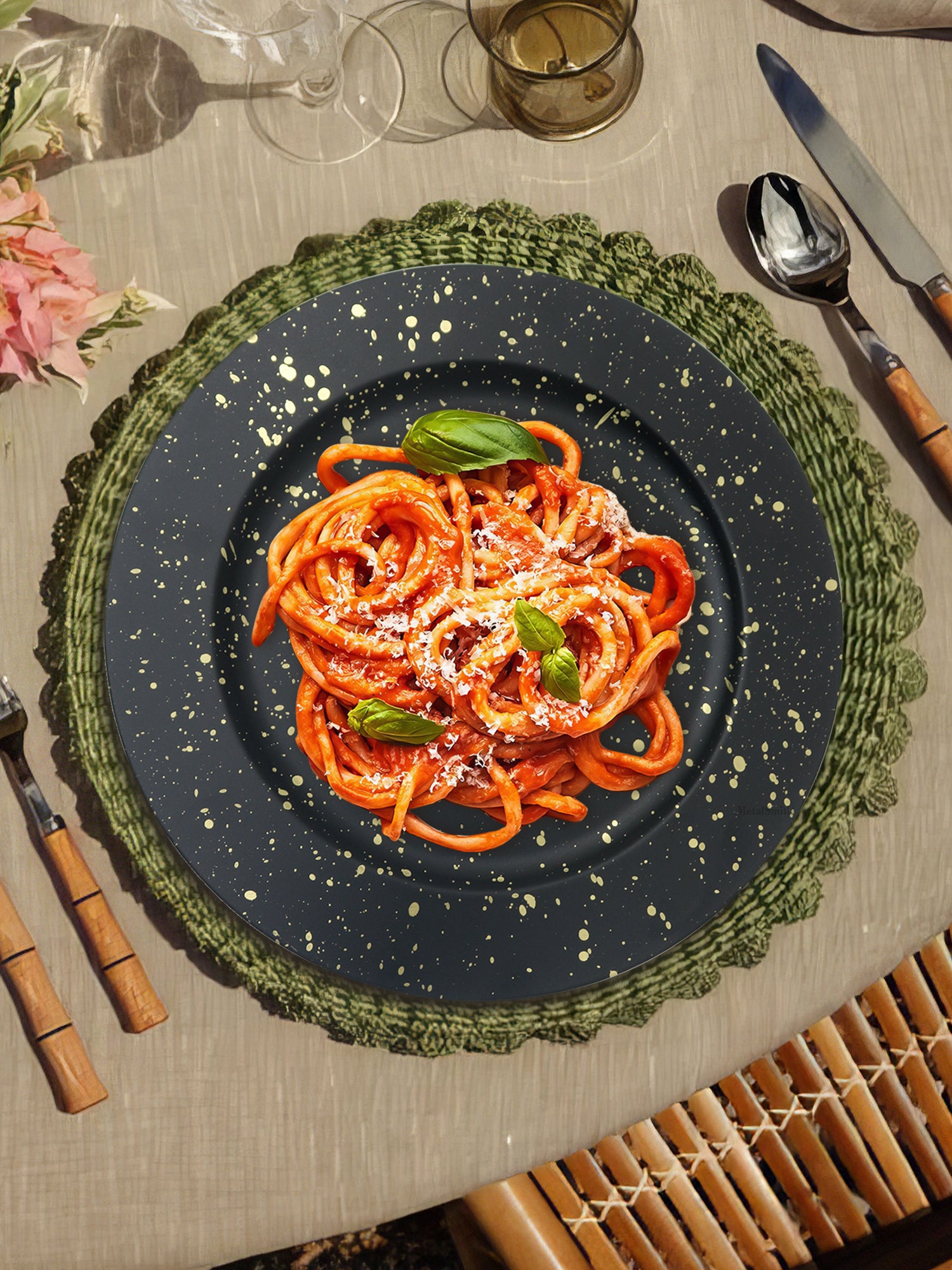 Metalsmith Round Decorative Serving Plate For Formal Occasions, Parties And Wedding Charger Plate (Pack of 4)