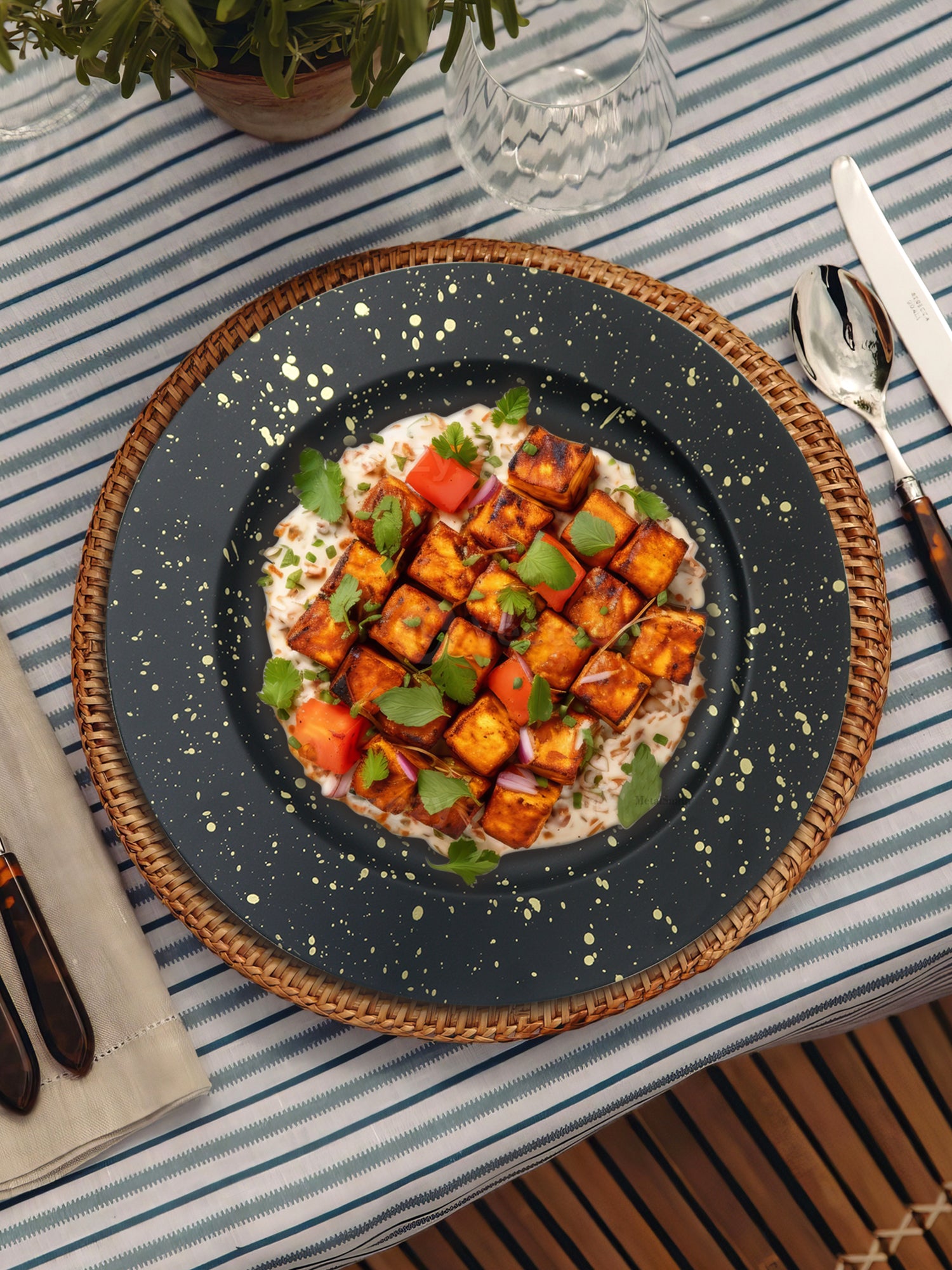 Metalsmith Round Decorative Serving Plate For Formal Occasions, Parties And Wedding Charger Plate (Pack of 4)