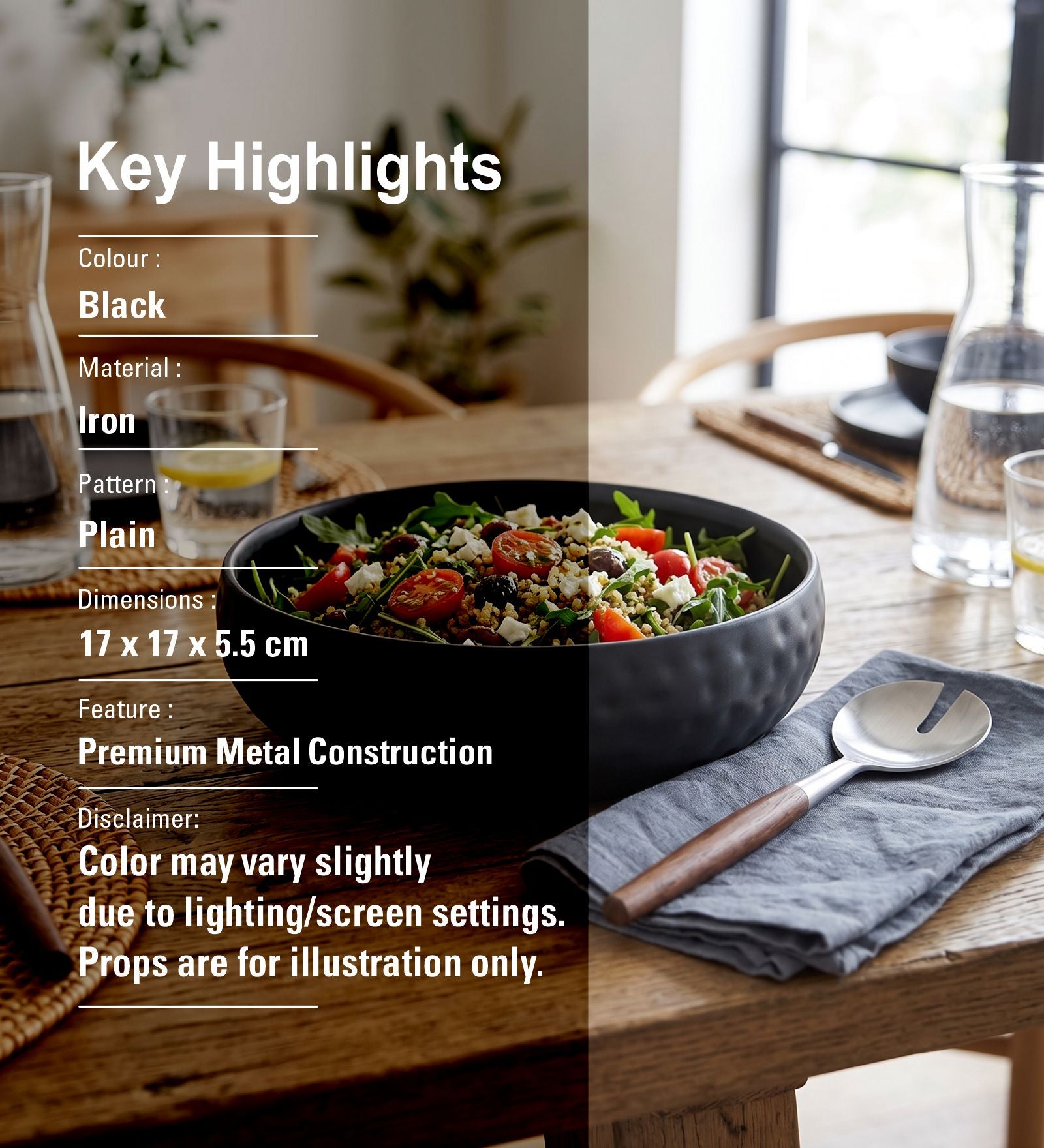 Velis Metal Serving Bowl - Black