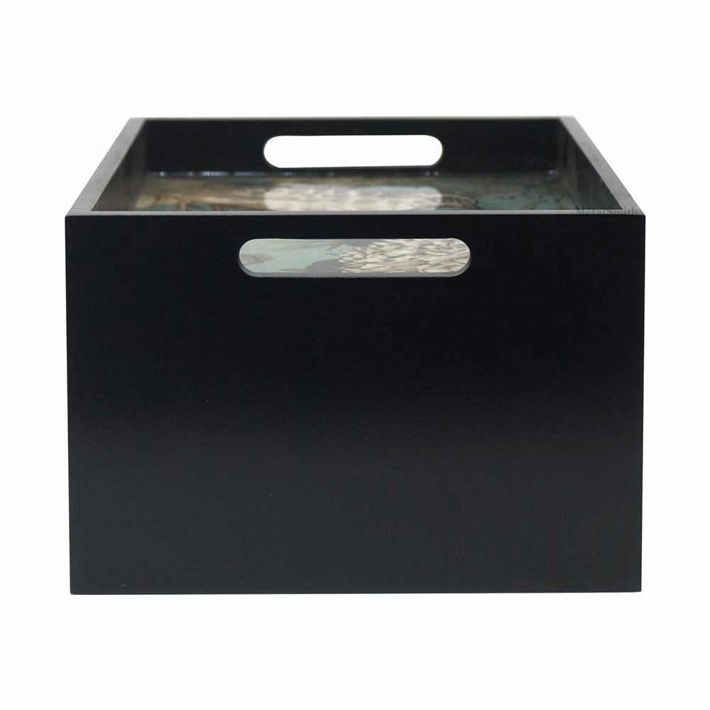 Wooden Serving Tray With Storage Drawer - Brown