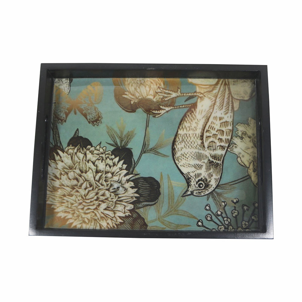 Wooden Serving Tray With Storage Drawer - Brown