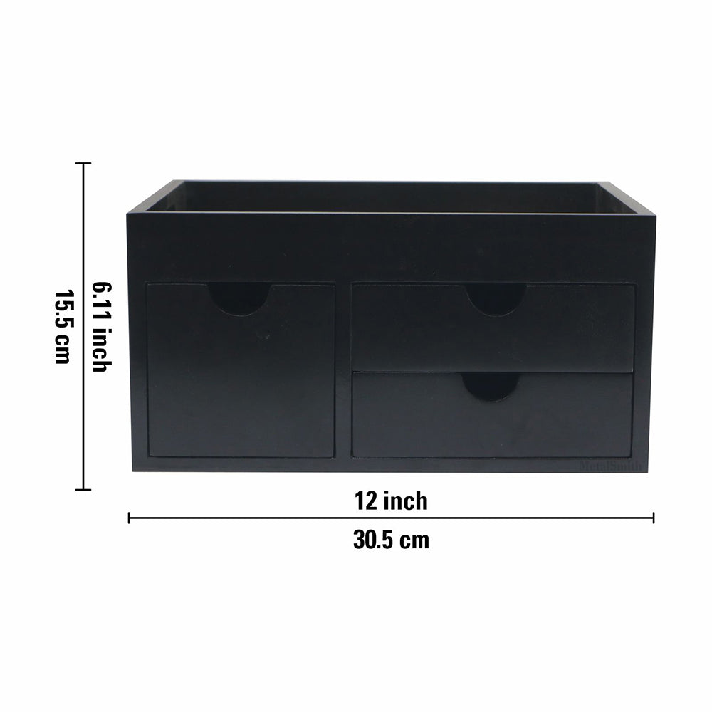 Wooden Serving Tray With Storage Drawer - Brown