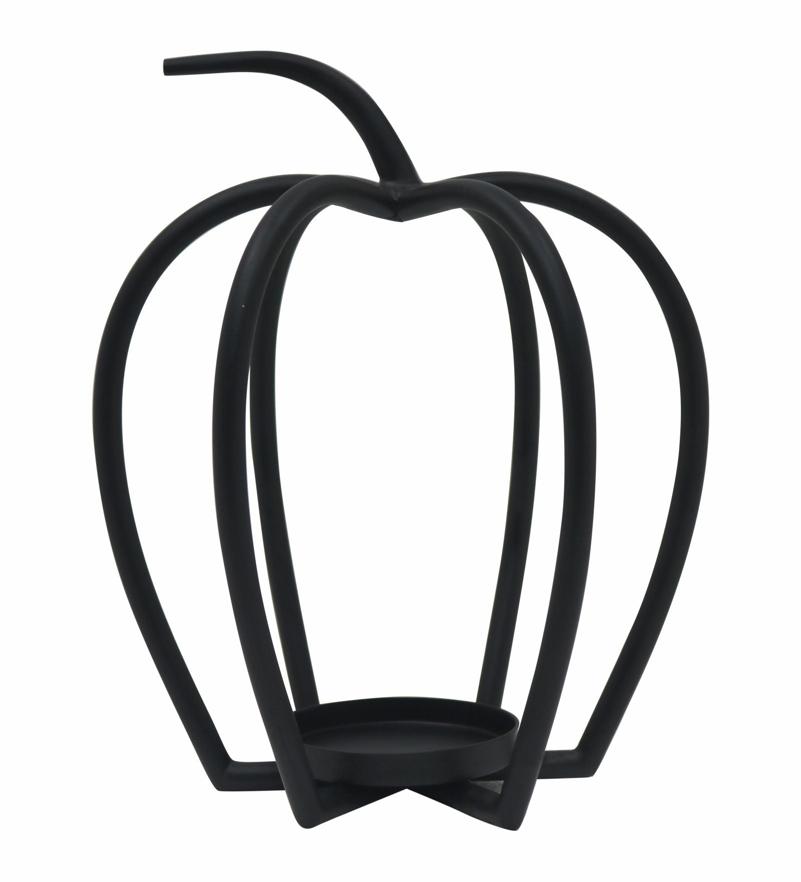 Pumpkin Shaped Metal Candle Holder - Black