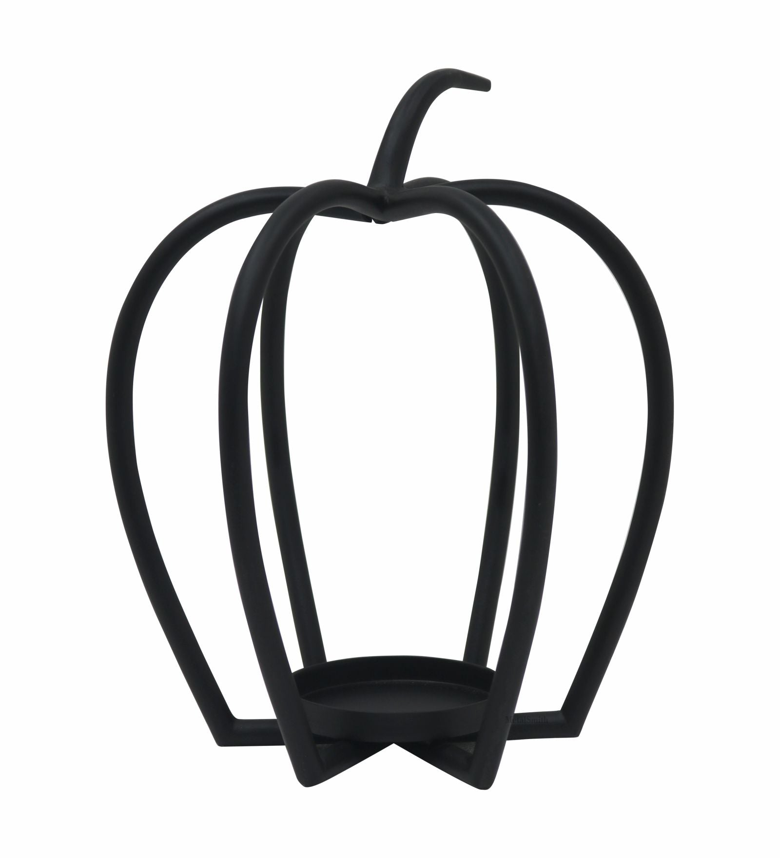 Pumpkin Shaped Metal Candle Holder - Black