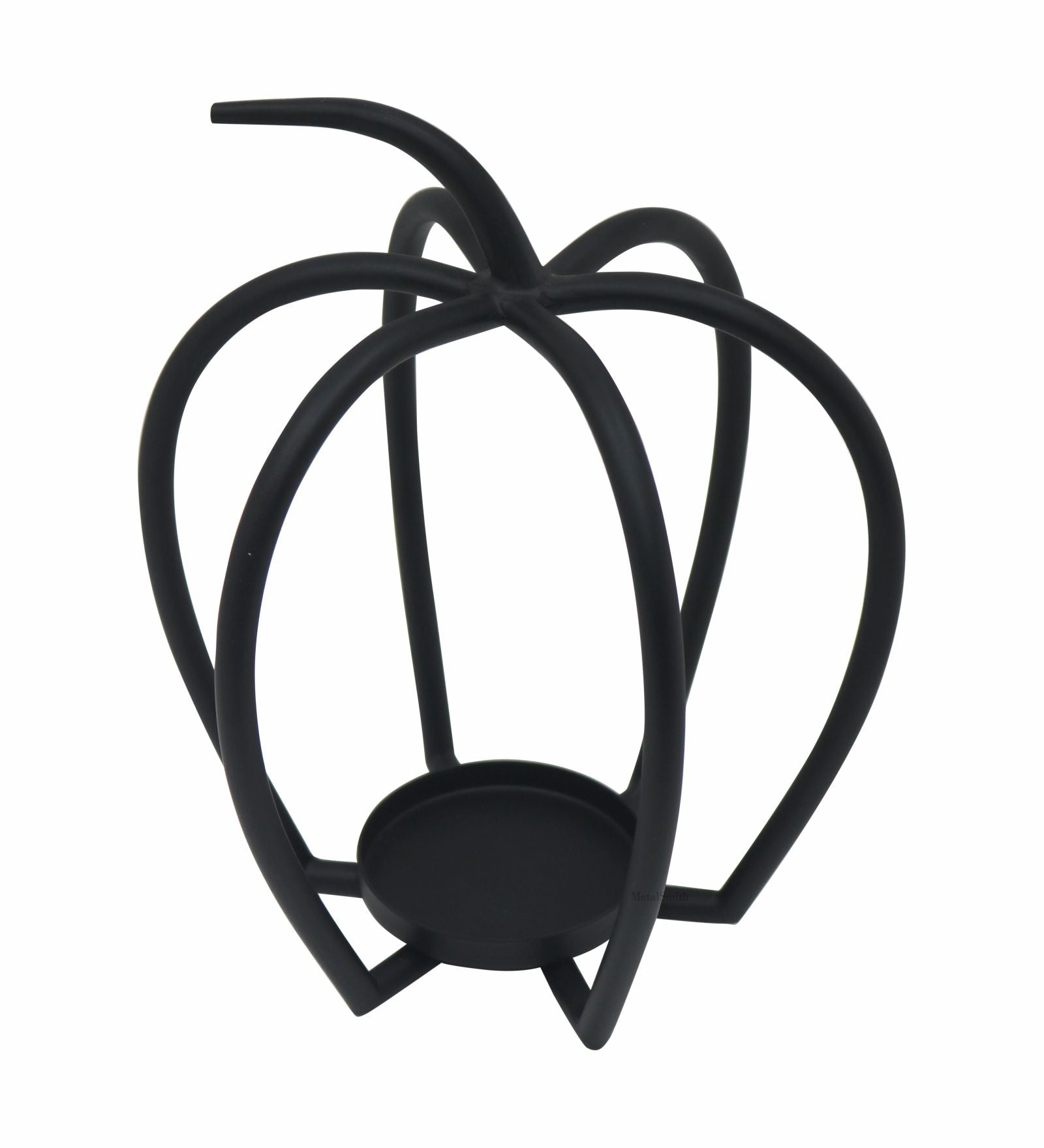 Pumpkin Shaped Metal Candle Holder - Black