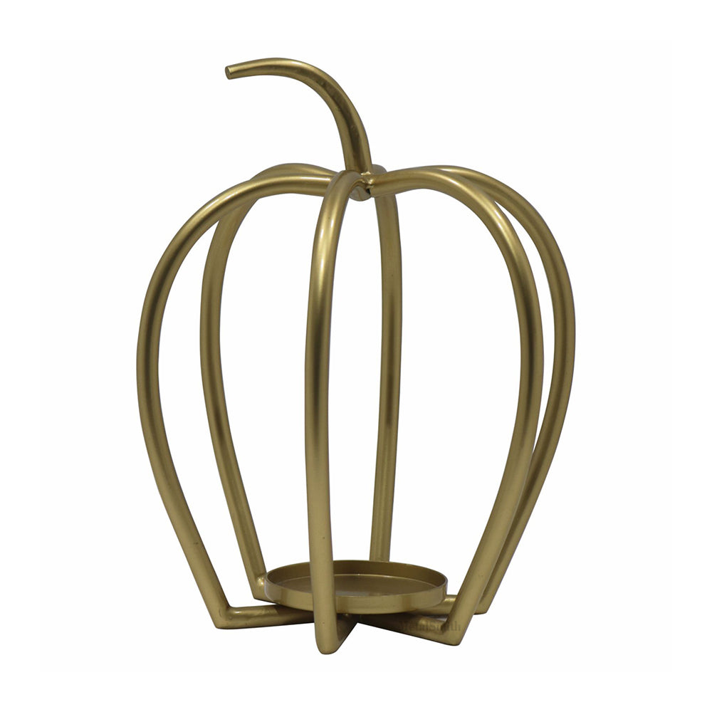Pumpkin Shaped Metal Candle Holder - Gold