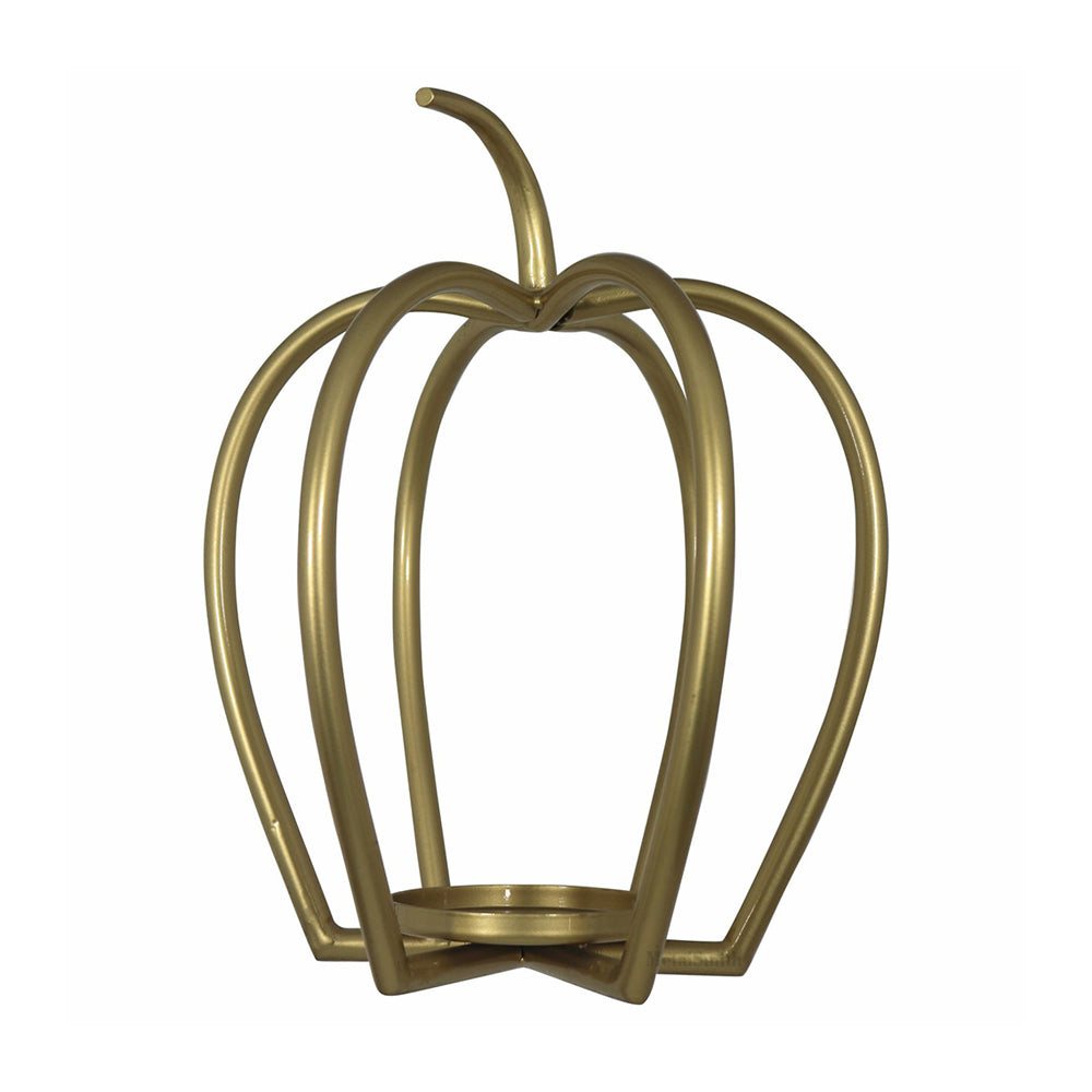 Pumpkin Shaped Metal Candle Holder - Gold